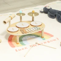 AIYAPLAY Conjunto de Instrumentos Musicais para Crianças a Partir de 2+ Anos com Tambores e Xilofone Cor Madeira(m-3)