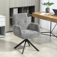 HOMCOM Gestoffeerde Stoel, Accentfauteuil, Modern Ontwerp, Draaibaar, tot 120 kg, Donkergrijs(m-10)