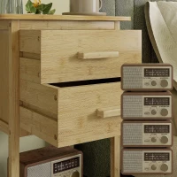 HOMCOM Set 2 noptiere cu 2 sertare și raft inferior în stil nordic, din bambus, 40x34x60 cm(m-9)
