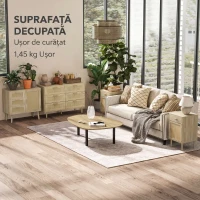 HOMCOM Set 2 Noptiere pentru Dormitor cu Sertar și Ușă din Ratan, Stil Boho, Culoare Lemn(m-13)