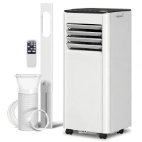 HOMCOM Aire Acondicionado Portátil 9000 BTU 4 en 1 Enfriamiento Deshumidificador Ventilador Temporizador para 28 m² Blanco(m-11)