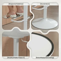 HOMCOM Lot de 2 Tabourets de Bar, Tabourets Hauts avec Siège Pivotant et Hauteur Réglable, Chaises de Bar en Cuir PU avec Dossier pour Îlot de Cuisine, Salle à Manger, Blanc(m-7)