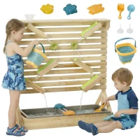 Outsunny Outdoor Kids Running Water and Sand Playset, with 18 Accessories(m-10)