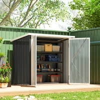 Outsunny Abri de Jardin - cabane de jardin 1,09 m² - cabanon rangement outils 2 Portes verrouillables - dim. 147L x 86l x 134H cm - tôle d'acier Noir Blanc(m-10)