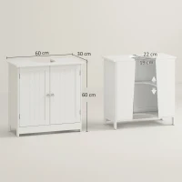 HOMCOM Meuble sous lavabo, meuble de salle de bain placard à 2 portes, étagère réglable, anti-humidité, 60 x 30 x 60 cm, blanc(m-3)
