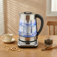 HOMCOM Bouilloire électrique, 1,7L, ébullition rapide 2200W avec thermostat strix, infuseur à thé, fonction maintien au chaud(m-9)
