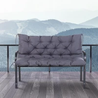 Outsunny Almofada para Banco com Encosto 120x110x12cm Almofada de Banco de 2 Lugares para Jardim Terraço Balcão Exterior Cinza(m-2)