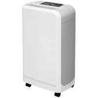 HOMCOM Deshumidificador 12L/día Depósito de Agua 0,8L con Ruedas Temporizador de 24 Horas Pantalla Digital de Humedad Blanco(m-10)