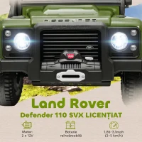 AIYAPLAY Mașină Electrică pentru Copii 3-5 Ani Land Rover Oficială 12V cu Telecomandă, Suspensii, Lumini LED, Verde(m-4)