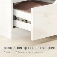 HOMCOM Noptieră modernă din lemn cu 2 sertare și design lucios, 40x40x48 cm, alb(m-7)