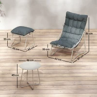 Outsunny Bistro Set for Garden, 3 Piece Outdoor Table and Chair with Footstool and Removable Cushions, Comfy Balcony Furniture(m-3)