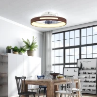 HOMCOM Ventilador de Techo con Luz LED 40 W Motor DC Reversible Mando a Distancia 6 Velocidades 3 Colores Temporizador Teca(m-2)