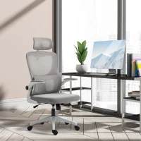 Vinsetto Bureaustoel, in hoogte verstelbaar, kantelbare rugleuning, verstelbare hoofdsteun, tot 120 kg, 60x59x114-122 cm, Grijs(m-11)