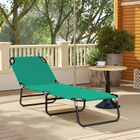 Outsunny Foldable Sun Lounger with 5-Position Adjustable Backrest, Outdoor Portable Recliner Chaise Lounge Chair, Green(m-8)