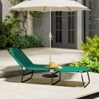 Outsunny Foldable Sun Lounger with 5-Position Adjustable Backrest, Outdoor Portable Recliner Chaise Lounge Chair, Green(m-9)