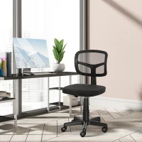 Vinsetto Bureaustoel Ergonomische Bureaustoel, Verstelbare Draaistoel, Ruimtebesparend Zwart(m-12)