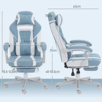 HOMCOM Sedia Gaming Ergonomica con Poggiapiedi, Altezza Regolabile, Schienale Reclinabile, 63x63x123 cm, Blu(m-3)