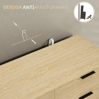 HOMCOM Comodă cu 6 sertare din lemn pentru dormitor și hol, 110x40x75cm, stejar(m-6)