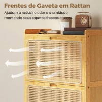 HOMCOM Sapateira com 2 Compartimentos Basculantes Sapateira Estilo Bohemio Estreita com Prateleiras Ajustáveis para 18-21 Pares de Sapatos 69x29x119,8 cm Madeira(m-8)