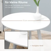 HOMCOM eettafel, keukentafel, voor 2 personen, hoogglanzend oppervlak, met tafelpoten, wit, 72 x 72 x 75 cm(m-5)