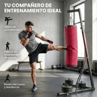 SPORTNOW Soporte para Saco de Boxeo de Pie de Acero con Altura Ajustable 175–220 cm y 185–231 cm Base Pesada y Bolsa de Arena(m-7)