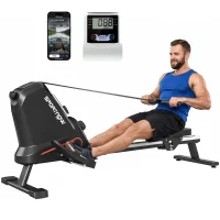SPORTNOW Rameur pour la maison Rameur magnétique silencieux à 16 niveaux Application exclusive Écran LCD Support téléphone(m-6)