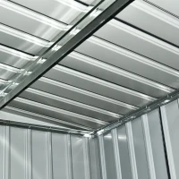 Outsunny Abrigo de Jardim 280x130x172cm Abrigo de Exterior de Aço Galvanizado com Porta Corredeira e Ventilações Cinza Escuro(m-12)