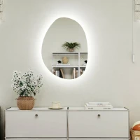 HOMCOM Oglindă de baie iluminată cu LED, cu culoare și temperatură reglabilă, din sticlă securizată, 80x5x60 cm, argintiu(m-9)