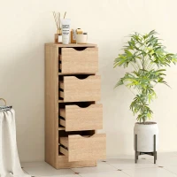 HOMCOM Dulap de Baie Economisitor de Spațiu cu 4 Sertare și Mânere Sculptate Stil Nordico, 29x29x83 cm, Lemn Natural(m-7)