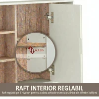 HOMCOM Dulap cu Oglindă din MDF și PAL cu 3 Rafturi Laterale și Raft Reglabil la Interior, 60x14,5x49,4 cm(m-6)