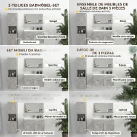 Kleankin Set Mobilier Baie – 3 Piese: Oglinda, Chiuveta, Dulap Depozitare(m-4)