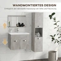 Kleankin Set Mobilier Baie – 3 Piese: Oglinda, Chiuveta, Dulap Depozitare(m-5)
