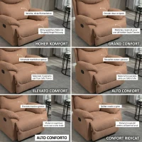 HOMCOM Fotoliu Relax Manual Reclinabil la 150° cu Suport pentru Picioare din Material Textil, 93x88x102cm, Maro Închis(m-6)
