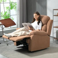 HOMCOM Fotoliu Relax Manual Reclinabil la 150° cu Suport pentru Picioare din Material Textil, 93x88x102cm, Maro Închis(m-8)