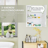 kleankin Dulap de medicamente cu 3 rafturi, cu încuietoare și 2 chei, din oțel, 40x15x53,5 cm, alb(m-5)