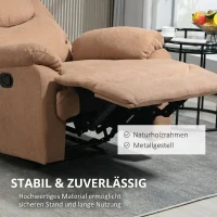 HOMCOM Fotoliu Relax Manual Reclinabil la 150° cu Suport pentru Picioare din Material Textil, 93x88x102cm, Maro Închis(m-7)