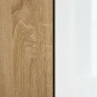 Kleankin Dulap cu oglinda pentru baie cu montaj pe perete, dulap pentru baie cu oglinda, usi duble si rafturi de depozitare, natural(m-9)