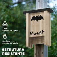PawHut Conjunto de 3 Refúgios para Morcegos Caixas de Madeira para Exterior, Jardim ou Horta Fácil de Pendurar 18x6x22,5 cm(m-5)