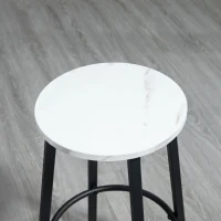 HOMCOM Set 3 Piese cu Masă Dreptunghiulară și 2 Scaune de Bar din PAL, MDF și Oțel, Alb-Negru(m-9)