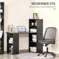 HOMCOM Birou PC din Lemn cu 6 Rafturi Laterale pentru Depozitare, 120x55x120 cm, Negru(m-4)