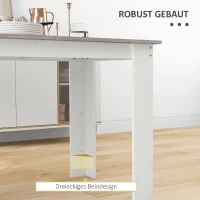 HOMCOM Masă de Luat Masa Modernă din Lemn pentru 4-6 Persoane, 120x69x75cm, Gri și Alb(m-6)