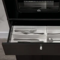 HOMCOM Credență de Bucătărie din Lemn pentru Cuptor cu Microunde cu Dulapuri, Rafturi și Sertar, 90x40x120 cm, Negru(m-9)