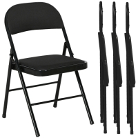 Set de 4 Scaune Pliabile cu Șezut Tapițat, Negru