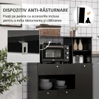 HOMCOM Credență de Bucătărie din Lemn pentru Cuptor cu Microunde cu Dulapuri, Rafturi și Sertar, 90x40x120 cm, Negru(m-5)