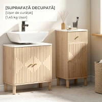 HOMCOM Dulap pentru Sub Chiuvetă cu 2 Uși, Raft cu Efect de Marmură și Poliță Reglabilă, Stejar(m-9)