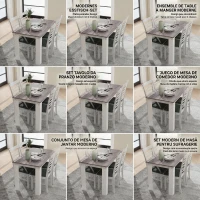 HOMCOM Masă de Luat Masa Modernă din Lemn pentru 4-6 Persoane, 120x69x75cm, Gri și Alb(m-8)