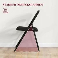 HOMCOM Set de 4 Scaune Pliabile cu Șezut Tapițat din Poliester și Structură din Oțel, Negru(m-5)