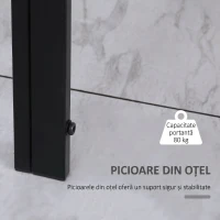 HOMCOM Masă de bucătărie pentru 4 persoane din metal și sticlă temperată, 120x60x75 cm, negru(m-5)