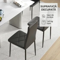 HOMCOM Set de 2 Scaune de Sufragerie Moderne cu Spătar Înalt din Piele Ecologică și Oțel, 41x50x97 cm, Negru(m-8)