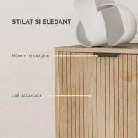 HOMCOM Dulap Mobil din Lemn cu 2 Niveluri și Raft Reglabil pe 3 Niveluri, 78x40x77,5 cm, culoare Stejar(m-6)